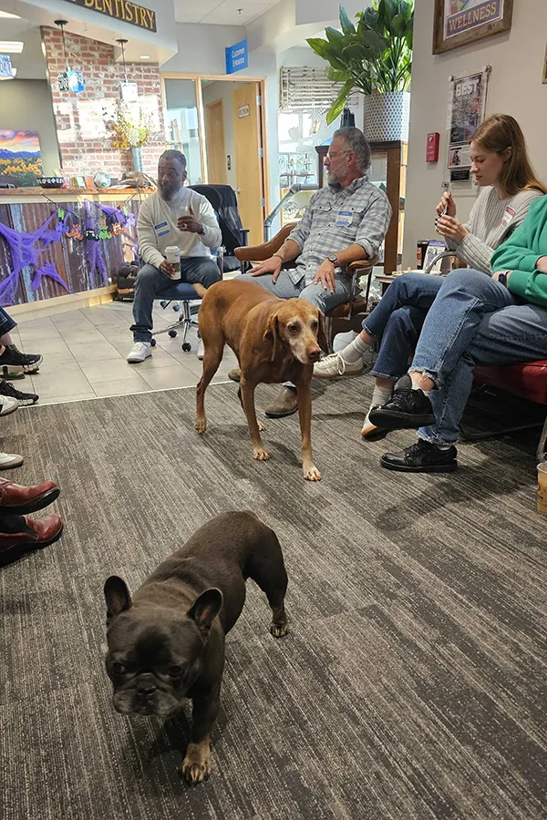 Dental Office with wait area full of people